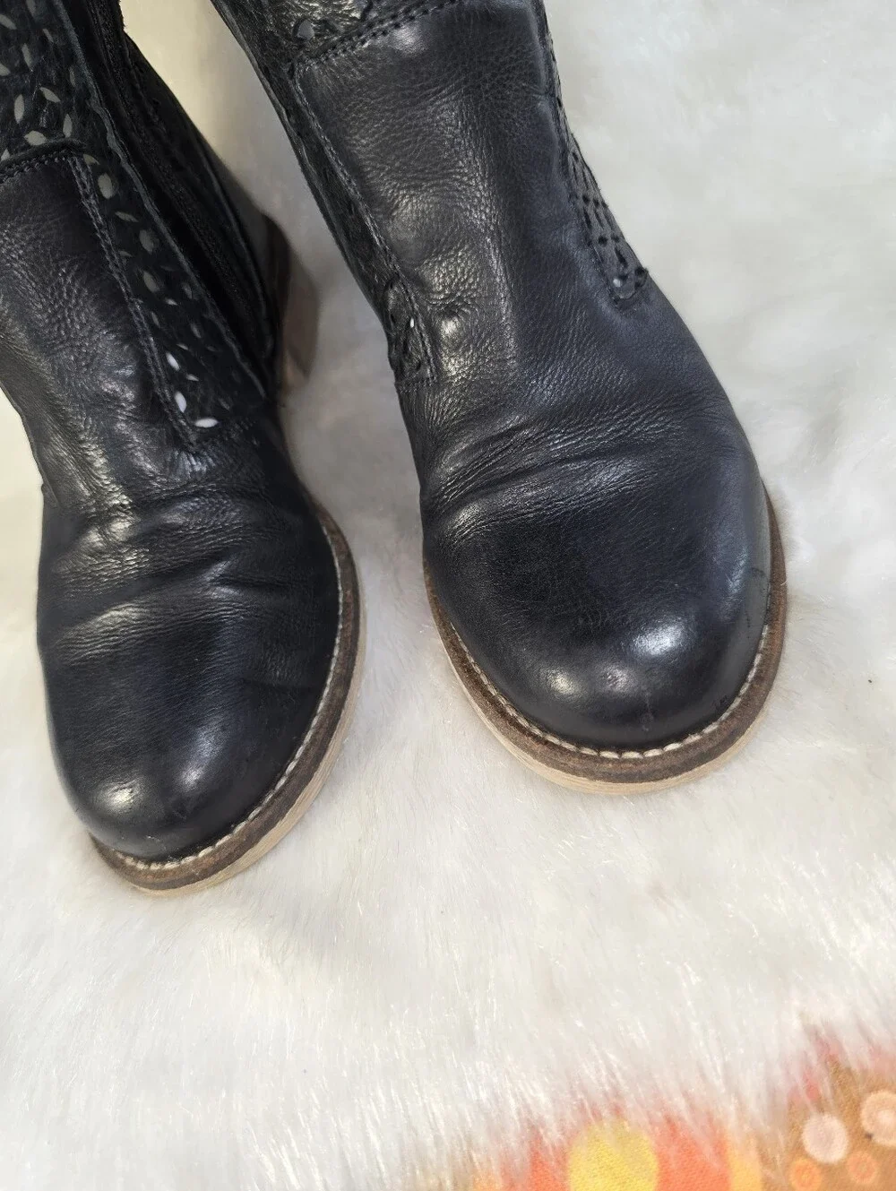 Boutique 9 Black Laser-Cut Vegan Black Leather Over-the-Knee Boots